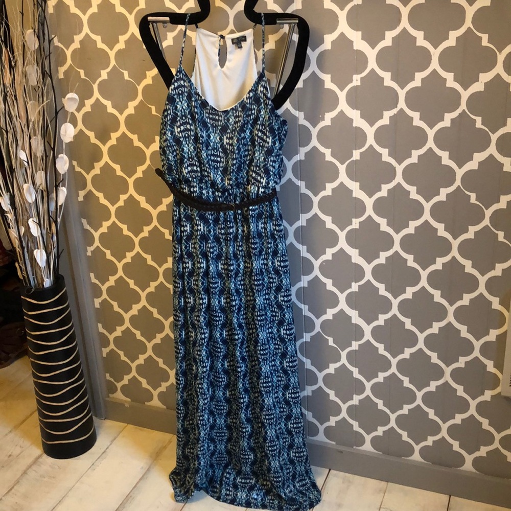 ❤️ Lily Rose Blue Teal Belted Maxi Dress, Small